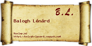 Balogh Lénárd névjegykártya